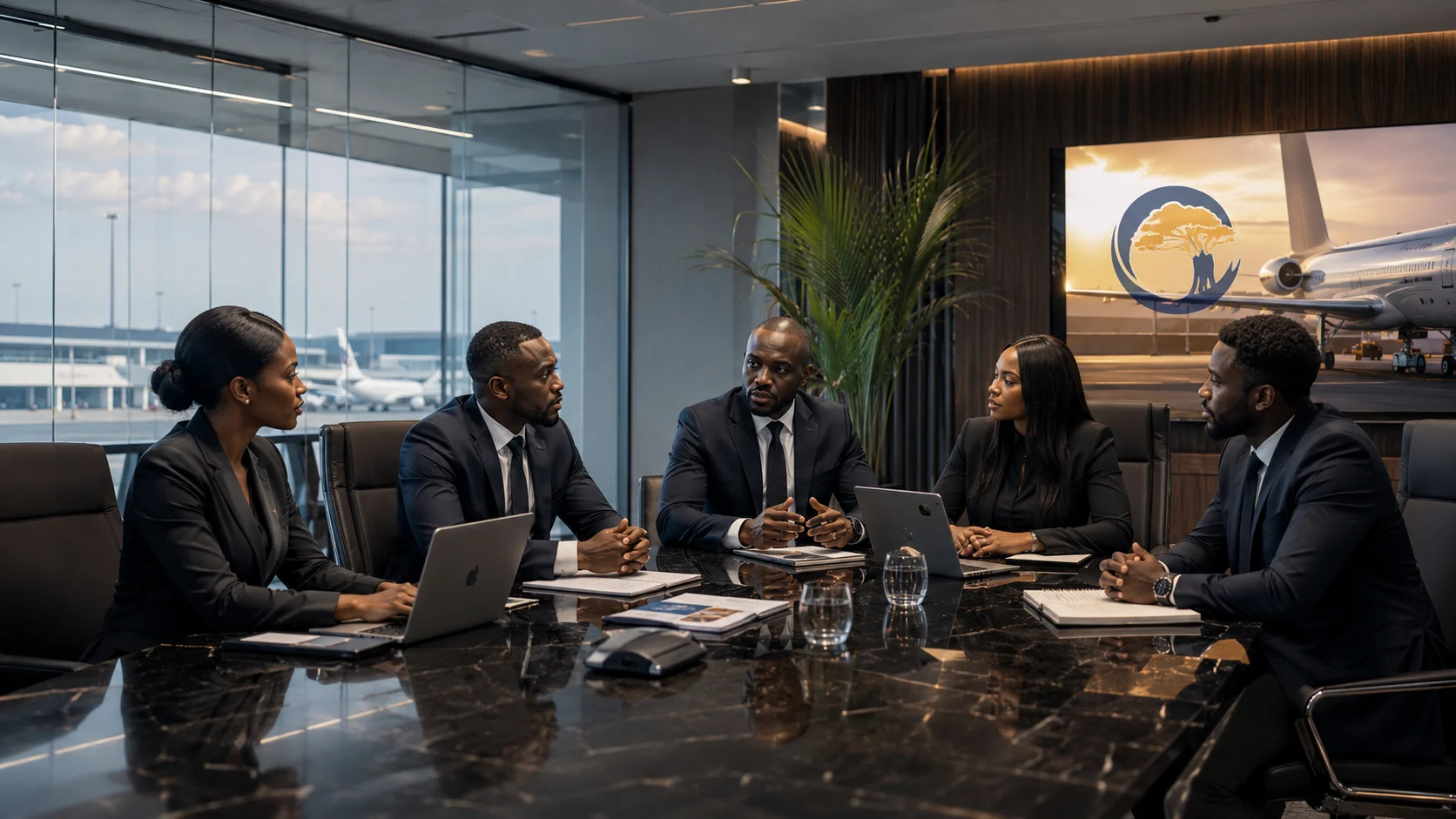 Équipe Baobab Aviation Services en réunion stratégique